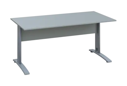 EPK 28 - 16 stůl kancelářský, kovová podnož stříbrná, deska 25 mm, široký 1600 mm, šedá